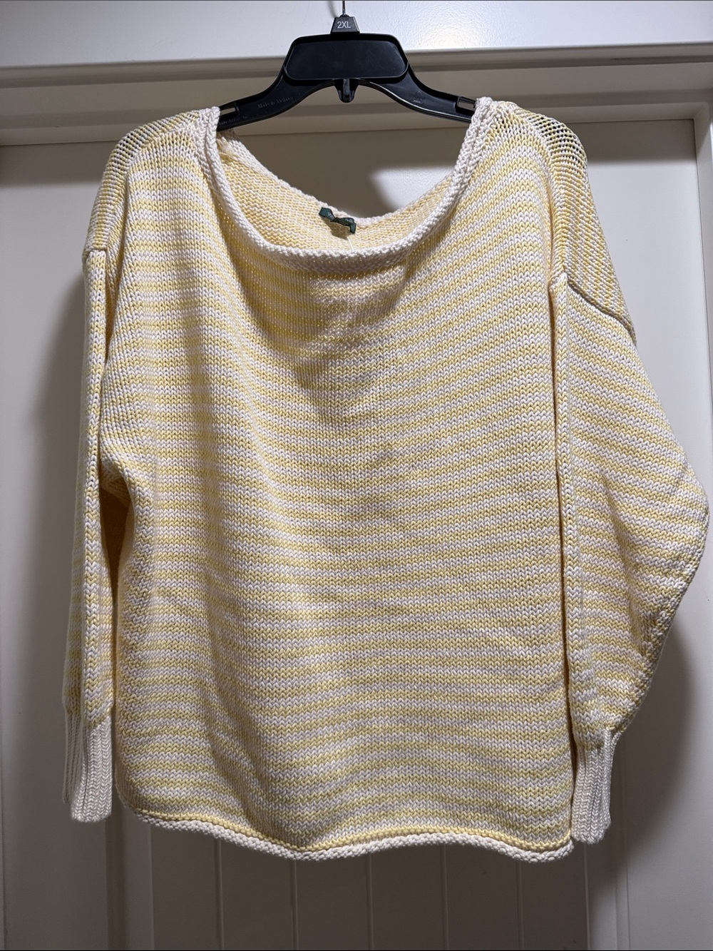 Light Yellow and Cream Women's Knit Sweater – Relaxed Boatneck
